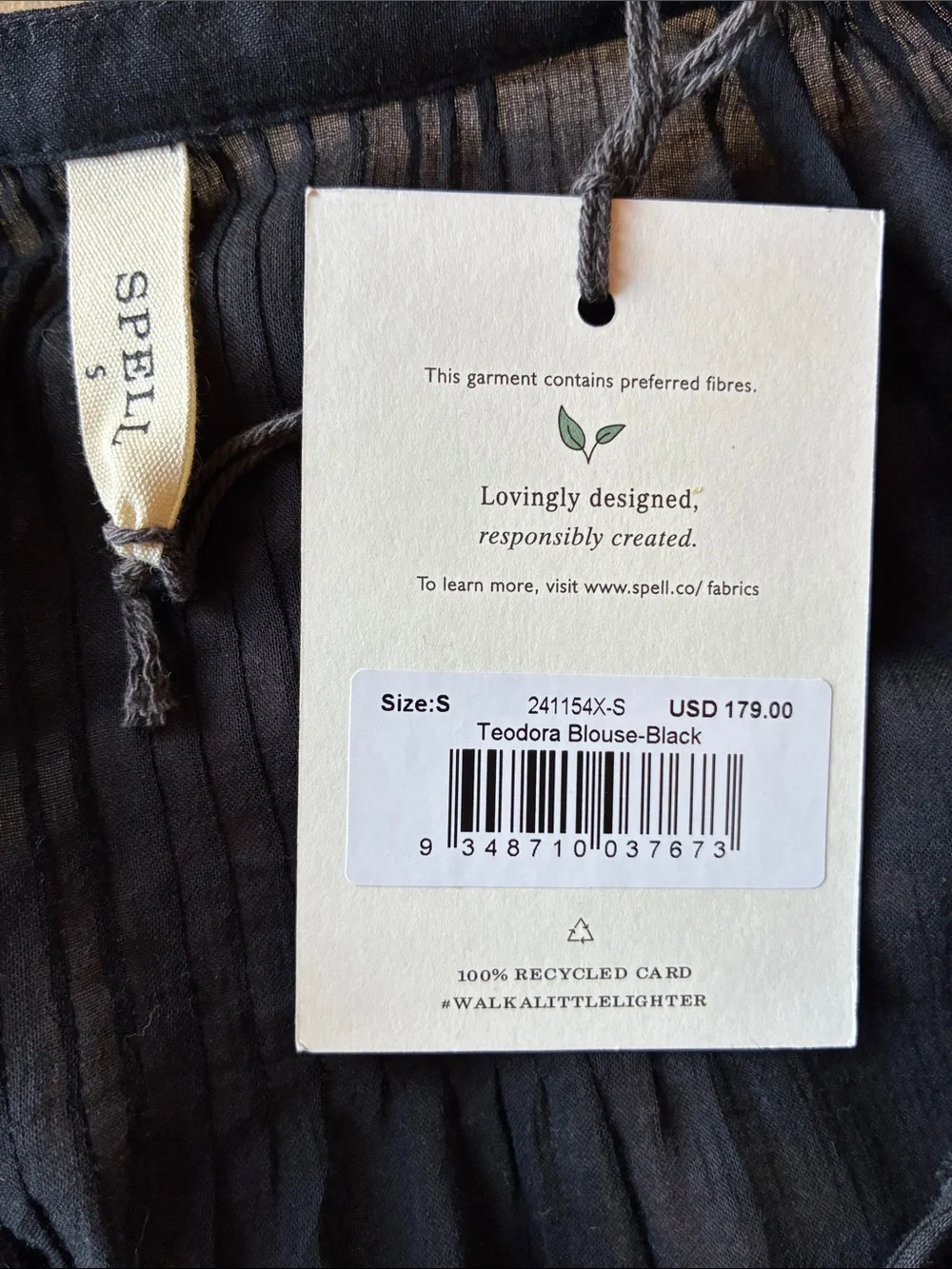 NWT Spell Teodora Blouse in Black size small - Picture 7 of 9